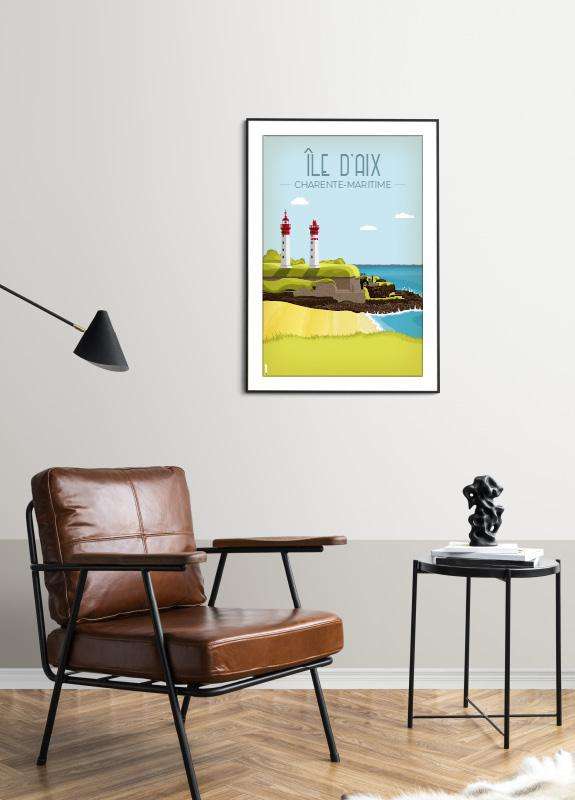 Affiche vintage de l'île d'Aix en Charente-Maritime par DesignByMathieu - Élégance et Souvenirs pour Décorer votre Intérieur