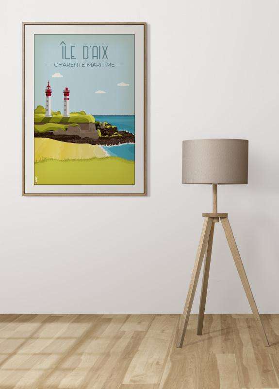 Affiche vintage de l'île d'Aix en Charente-Maritime par DesignByMathieu - Élégance et Souvenirs pour Décorer votre Intérieur